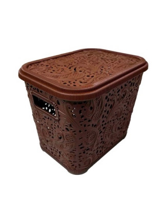 Корзина для побутових речей ''Ажур'' 3,5 л., (20*15*16 см.) (коричневий) з кришкою