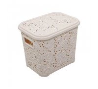 Корзина для побутових речей ''Ажур'' 3,5 л., (20*15*16 см.) (бежевий) з кришкою