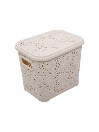 Корзина для побутових речей ''Ажур'' 3,5 л., (20*15*16 см.) (бежевий) з кришкою