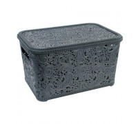 Корзина для побутових речей ''Ажур'' 3,5 л., (20*15*16 см.) (граніт) з кришкою