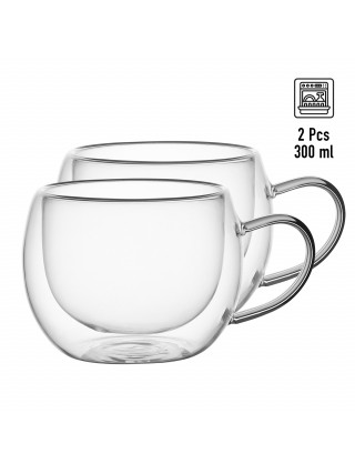 Набір чашок Kamille 300 мл, з подвійними стінками, 2 шт., боросилікатне скло