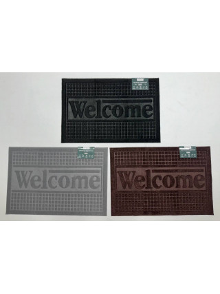 Килим гумовий 60*90 см, з ворсовим покриттям "WELCOME" (чорний)