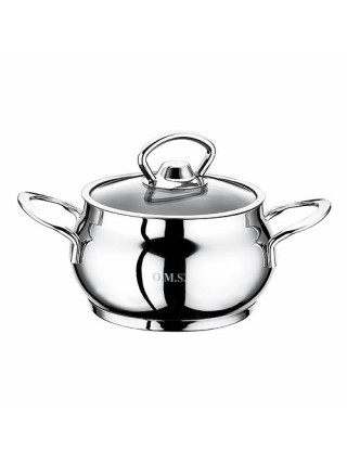 Каструля OMS 0,9 л., d-12 см. скляна кришка, металеві ручки (індукція)