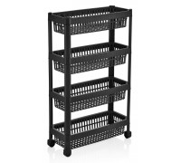 LINE Етажерка універсальна на колесах, дизайн в вертикальну смужку (6) (х86 чорний) 48*22.5*18.5 см