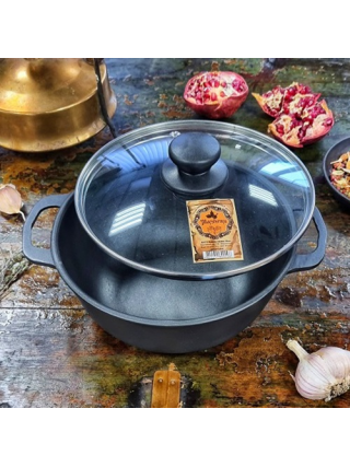 Каструля чавунна лита Maysternya 3 л з скляною кришкою