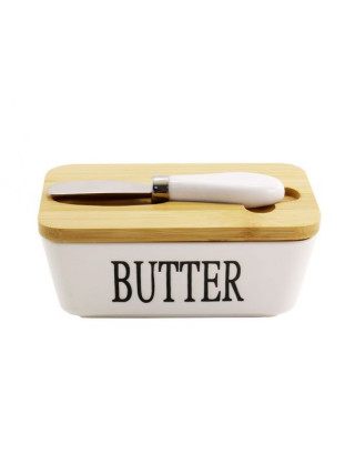 Маслянка з порцеляни Porcelain on bamboo 15*8,7*6,5 см