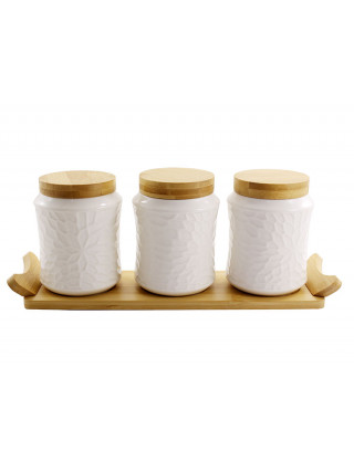 Набір банок Porcelain on bamboo 500 мл. (3 шт.) на підставці, порцеляна