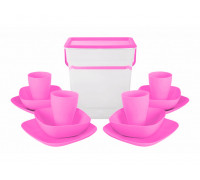Набір посуду для пікніка Алеана "Подарунковий" (темно-рожевий/темно-бузковий)
