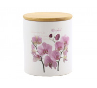 Банка керамічна Interos "Орхідея рожева" 450 мл. з бамбуковою кришкою