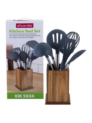 Кухонний набір Kamille 7 пр. нейлонові комплектуючі у дерев'яній підставці