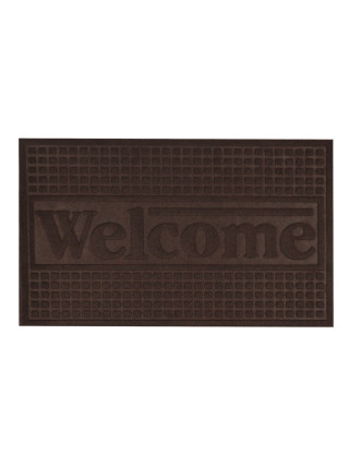 Килим гумовий Eco Fabric 45*75 см, з ворсовим покриттям "WELCOME", коричневий