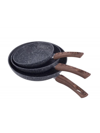Набір сковорідок Kamille Grey marble 20 см., 24 см., 28 см. з антипригарним покриттям з алюмінію