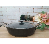 Сотейник O.M.S. Collection Antrasit D 26 3,2 л (а/п покр, кр. скло, ручка метал, графіт)