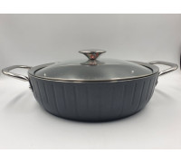 Сотейник O.M.S. Collection Antrasit D 28 3,7 л (а/п покр, кр. скло, ручка метал, графіт)