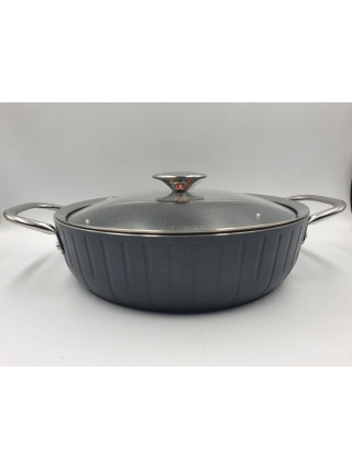 Сотейник O.M.S. Collection Antrasit D 28 3,7 л (а/п покр, кр. скло, ручка метал, графіт)