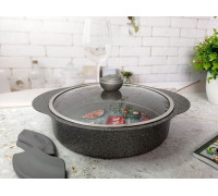 Сотейник алюмінієвий OMS Grey D=32см 4,5л (а/п покр, кр. скло/сірий)