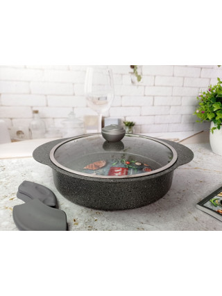 Сотейник алюмінієвий OMS Grey D=32см 4,5л (а/п покр, кр. скло/сірий)