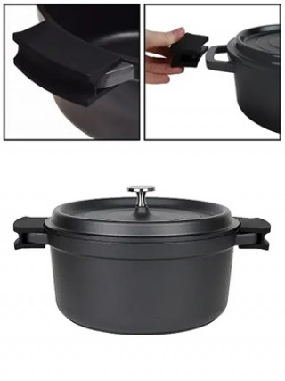 Каструля Kamille France 20*9.5 см з литого алюмінію з антипригарним покриттям з кришкою (сірий)