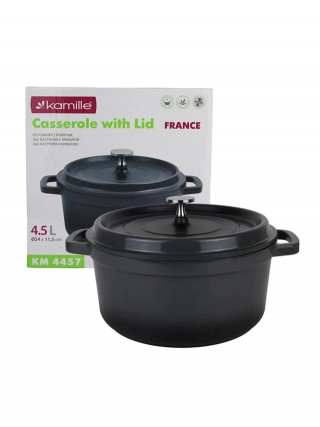 Каструля Kamille France 4.5л 24*11.5см з литого алюмінію з антипригарним покриттям з кришкою (сірий)
