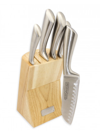 Набір ножів Kamille 6 пр., дерев'яна колода, цільнолиті ручки