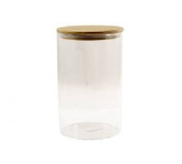 Ємність для сипучих продуктів Interos скляна кругла з бамбук. кришкою 10*18 см