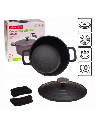 Каструля Kamille DUBLIN 2.5 л, 20*10 см з литого алюмінію з антипригарним покриттям з кришкою