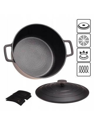 Каструля Kamille DUBLIN 6.5 л, 28*12 см з литого алюмінію з антипригарним покриттям з кришкою