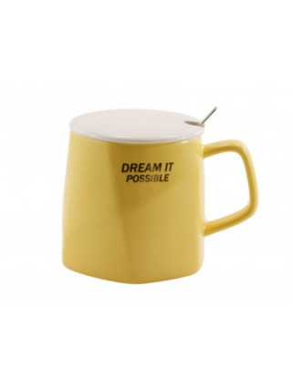 Кружка 370 мл Interos з ложкою та кришкою порцеляна