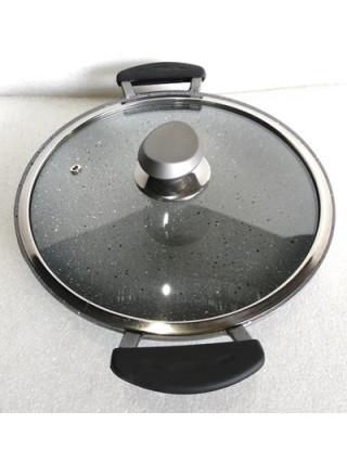 Вок турецький OMS Grey d-30 см., антипригарне покриття, скляна кришка