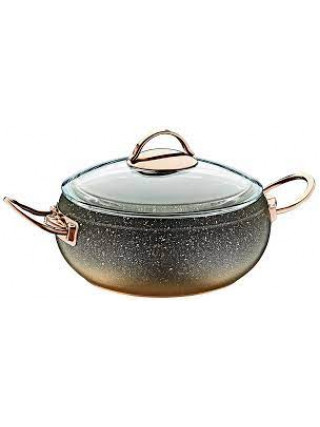 Каструля алюмінієва OMS d-24 см., 4,5 л., з антипригарним покриттям, зі скляною кришкою. Бронза