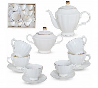 Сервіз чайний 14пр. S&T "Лауретта" (чайник 1л, цукорниця 420 мл, чашка 240мл, блюдце 14см)