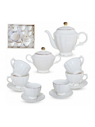 Сервіз чайний 14пр. S&T "Лауретта" (чайник 1л, цукорниця 420 мл, чашка 240мл, блюдце 14см)