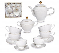 Сервіз чайний 14пр.S&T "Аделіна"  (чайник 1л, цукорниця 3700 мл, чашка 250мл, блюдце 14см)
