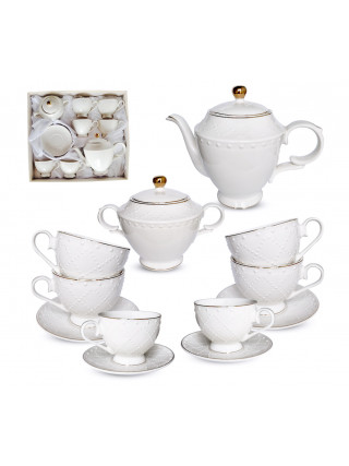Сервіз чайний 14пр.S&T "Аделіна"  (чайник 1л, цукорниця 3700 мл, чашка 250мл, блюдце 14см)
