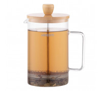 Френч-прес Ardesto Midori, 800мл, боросилікатне скло, нержавіюча сталь, бамбук, прозорий