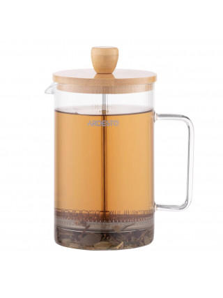 Френч-прес Ardesto Midori, 800мл, боросилікатне скло, нержавіюча сталь, бамбук, прозорий