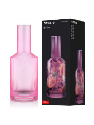 Графин Ardesto 800мл, скло, рожевий