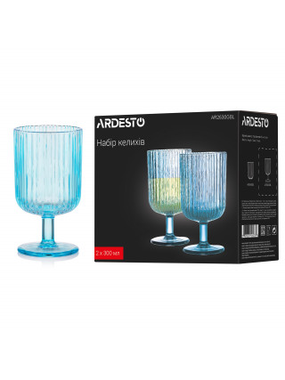 Набір келихів Ardesto 300мл, 2 шт, скло, блакитний