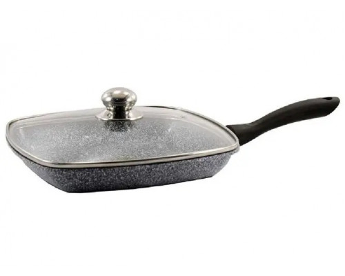 Сковорода-гриль Zauberg d-28 см. антипригарне покриття, мармур, зі скляною кришкою, індукція