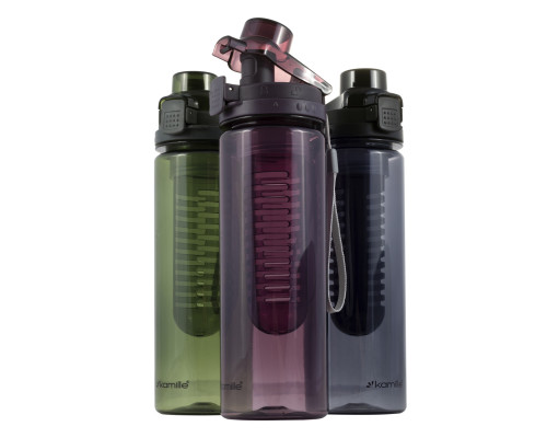 Пляшка спортивна для води Kamille 750 мл., пластик (трітан) (чорний, бордовий, темно-зелений, синій)