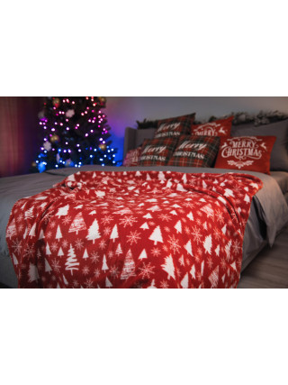 Плед Ardesto Christmas Fleece 130x160см, 100% поліестер, засніжені ялинки