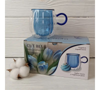 Набір чашок VITTORA CUT BLUE з подвійним дном 240 мл 2 шт, 