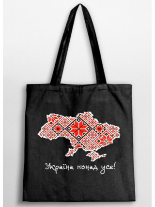 Сумка-шопер Вишиванка 35*40см чорна бязь