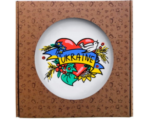 Тарілка Kvarta Сердце Україна 25см склокераміка + подар.  коробка