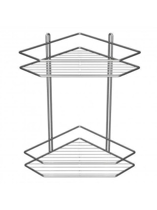 Поличка в ванну кімнату 2-х ярусна Україна кутова (хромована сталь) 20*20*30 см