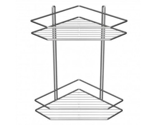 Поличка в ванну кімнату 2-х ярусна Україна кутова (хромована сталь)
