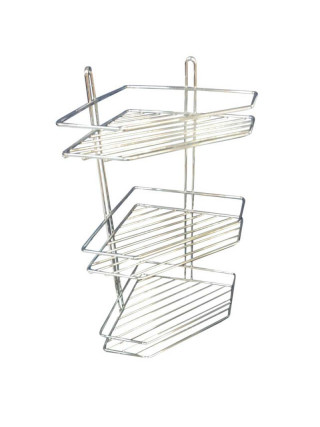 Поличка в ванну кімнату 3-х ярусна Україна кутова (хромована сталь)
