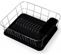 Сушка для посуду Kamille 37*33*13,7 см., з хромованої сталі (чорний)