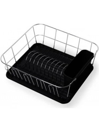Сушка для посуду Kamille 37*33*13,7 см., з хромованої сталі (чорний)