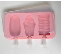 Форма силіконова для морозива з кришечкою Кекс Мікс з 3-х шт на планшеті без паличок